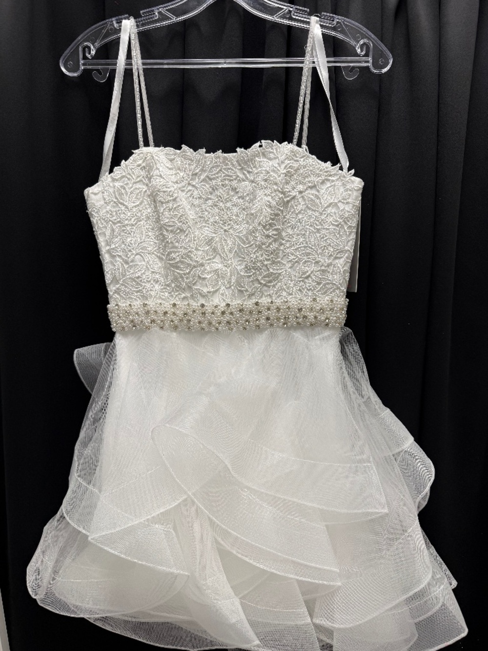 NWT Jovani K23518 White Ruffled Mini Dress Size 10